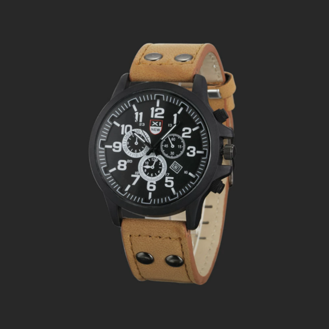 XI New Horloge - Camel | Ø 40 mm | Kunstleder