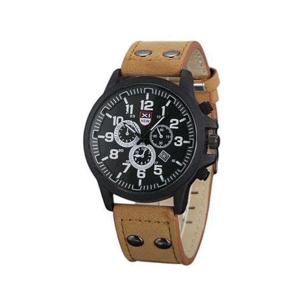 XI New Horloge - Camel | 40 mm | Kunstleder - Fashion Favorite