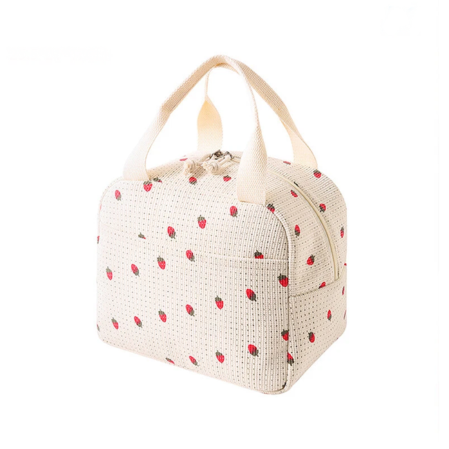 Koeltas - Corduroy Crème Aardbei | 26 x 21 x 17 cm | Nylon