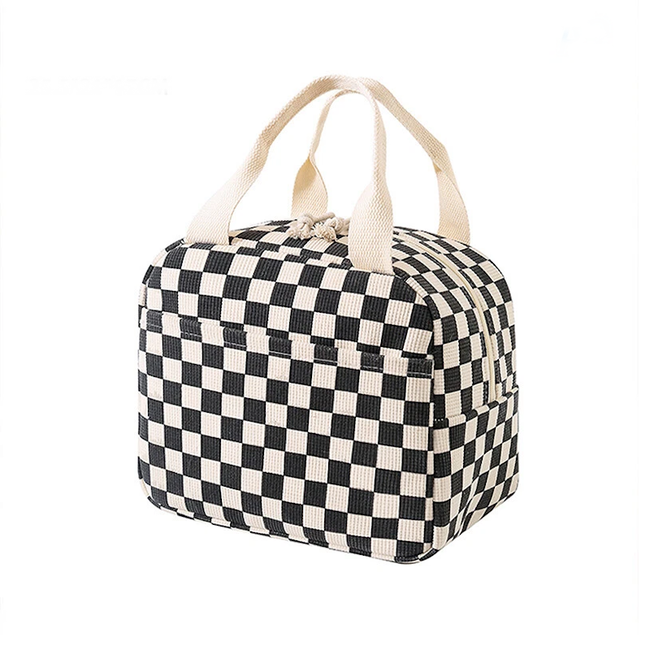 Koeltas - Corduroy Checker Zwart | 26 x 21 x 17 cm | Nylon