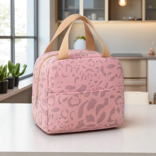 Koeltas - Luipaard Roze | 23 x 20 x 14 cm | Nylon