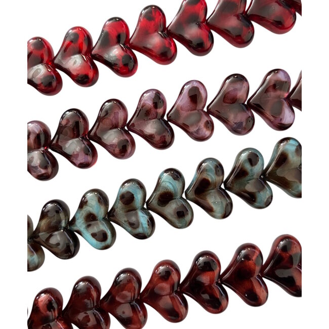 Telefoonkoord Leopard - Hartjes Bruin | Lengte 32 cm | Acryl/Bijoux