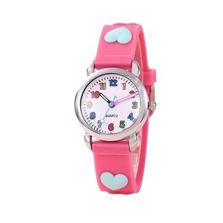 Fashion Favorite Kinderhorloge - 3D Hartjes Roze/Rood