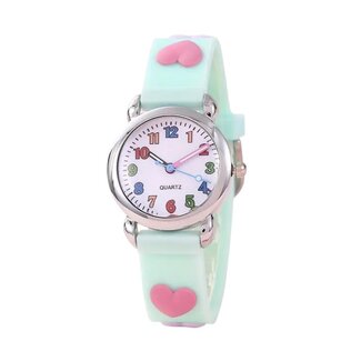 Fashion Favorite Kinderhorloge - 3D Hartjes Mintgroen