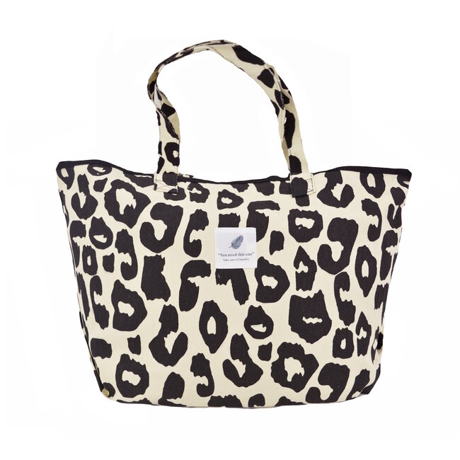 Shopper Leopard  - Hot Black | 36 x 33 x 18 cm | Canvas/Katoen