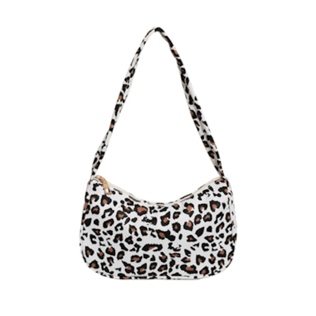 Schouder / Hand Tas -  Luipaard Wit | 23 x 14 x 8 cm | Nylon
