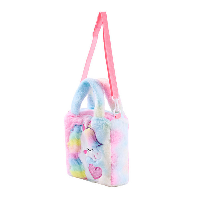Unicorn Schoudertas - Paars | 23 x 23 x 9 cm | Polyester / Acryl