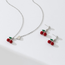 Cherry/Kersjes Ketting + Oorbellen Set - Zilverkleurig