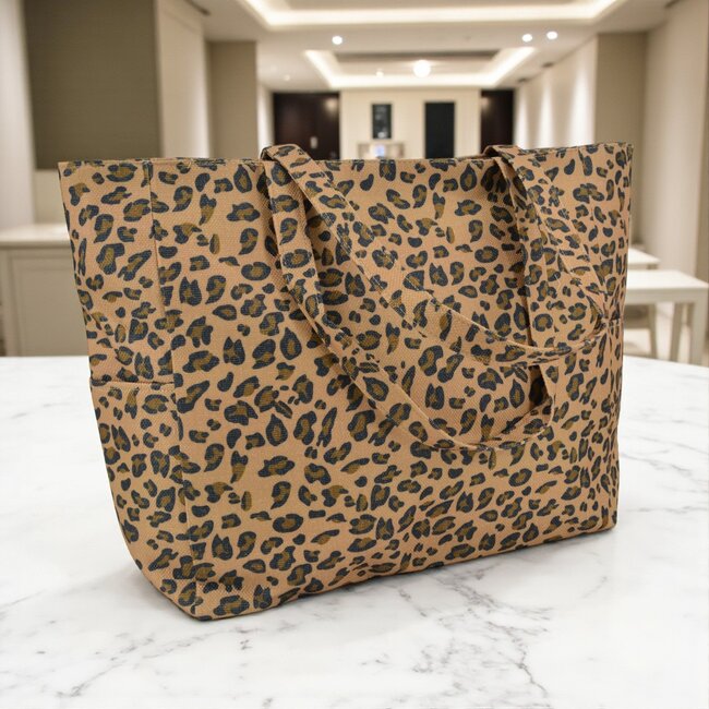 Shopper Leopard - Bruin | 57 x 37 x 17 cm | Canvas