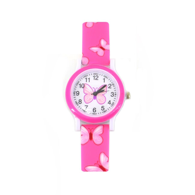 Kinder Horloge Vlinder | Roze | Kunststof | Fashion Favorite