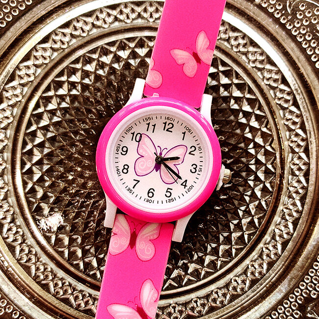 Kinder Horloge Vlinder | Roze | Kunststof | Fashion Favorite