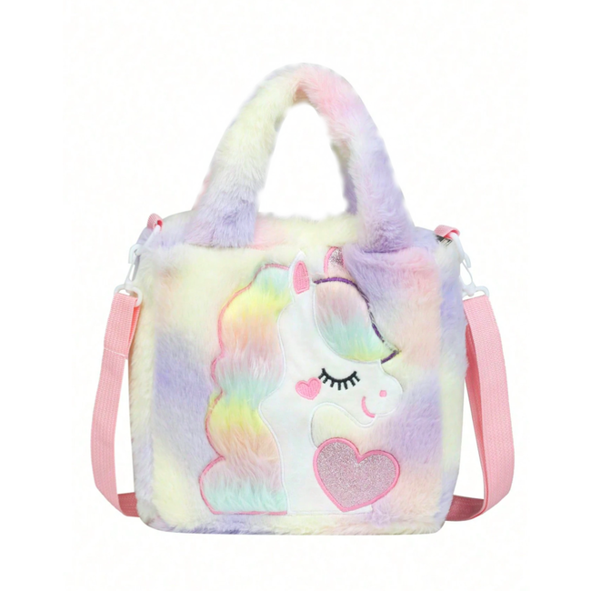 Unicorn Schoudertas - Paars | 23 x 23 x 9 cm | Polyester / Acryl