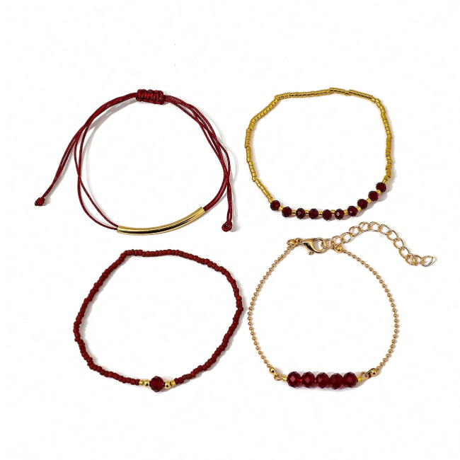 Set 4 - delig Armbandjes - Rood | 17-20 cm