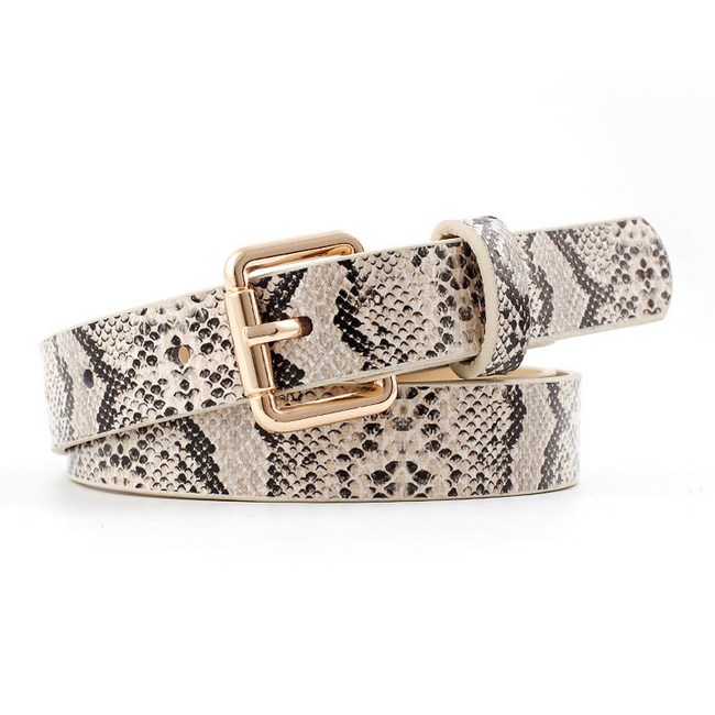 Snake Riem - Beige | Riemmaat 90 cm | 100 x 2,4 cm | Kunstleer