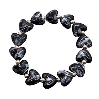 Fashion Favorite Marble Heart / Hartjes Armband - Zwart