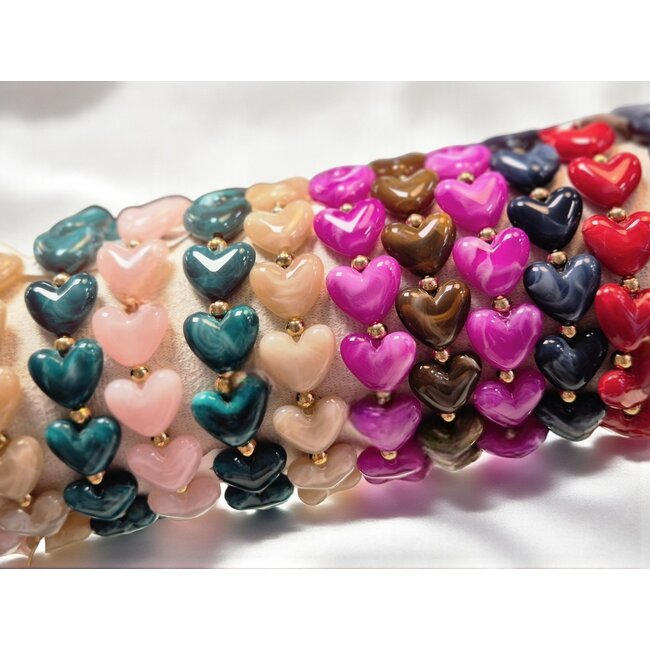 Marble Heart / Hartjes Armband - Roze | Acryl/Stainless Steel