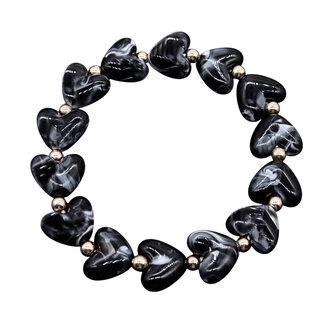 Fashion Favorite Marble Heart / Hartjes Armband - Zwart