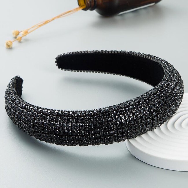 Diamonds Haarband/Diadeem - Zwart | Fluweel / Polyester