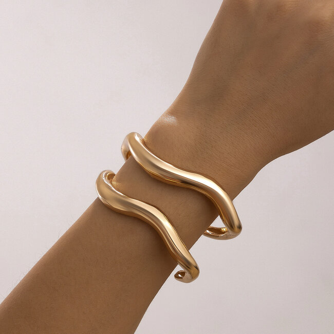 Curve Bangle - Goudkleurig | Set van 2 stuks