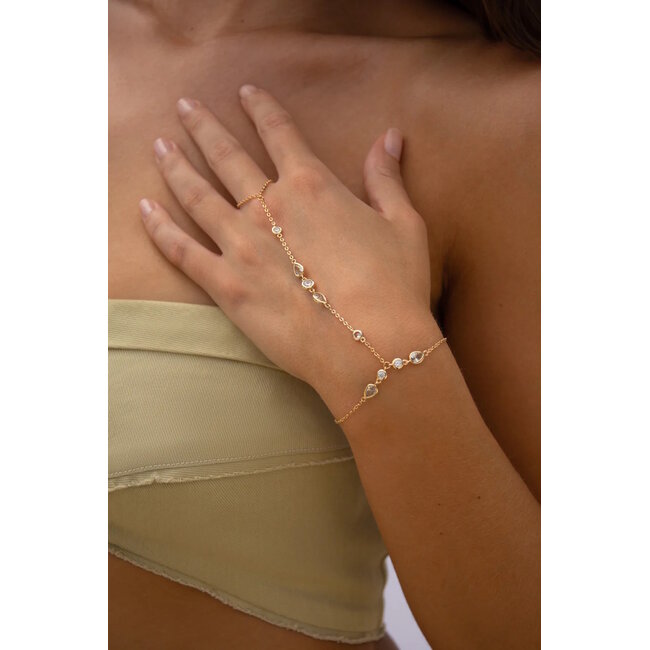 Hand Chain Armband - Olivia Gold | 18 + 4 cm | Stainless Steel