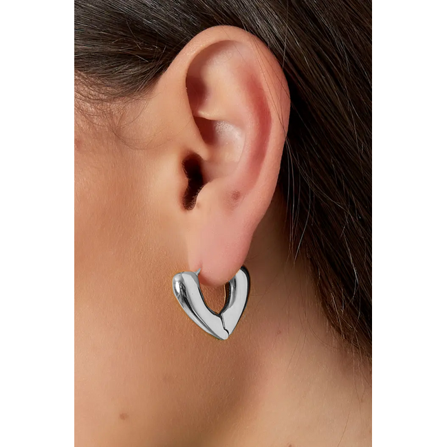 Heart Hoop Oorringen - Zilverkleurig | 1,5 x 1,5 cm | 925 Zilver