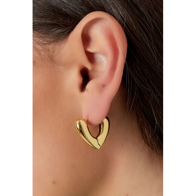 Heart Hoop Oorringen - Goudkleurig | 1,5 x 1,5 cm | 925 Zilver