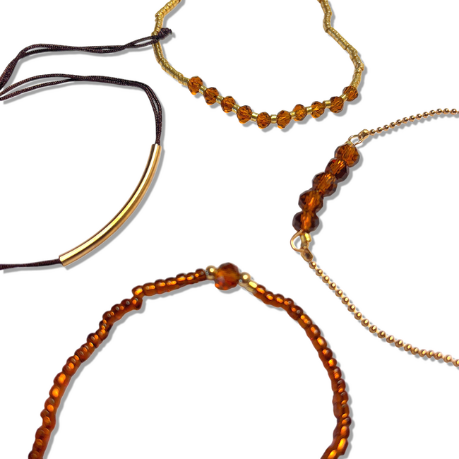 Set 4 - delig Armbandjes - Bruin | 17-20 cm