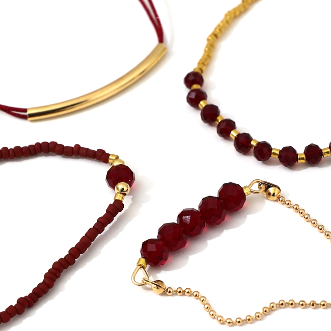 Set 4 - delig Armbandjes - Rood | 17-20 cm