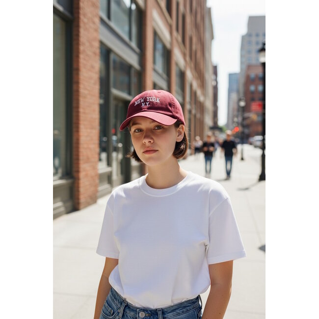 Pet - New York Donkerrood | Baseball Cap | Katoen | 56-59 cm