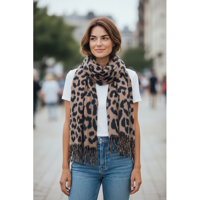 Luipaard Sjaal - Bruin/Zwart | 200 x 70 cm | Polyester