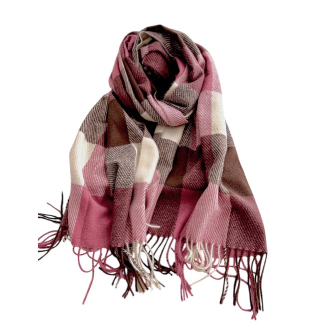 Sjaal Ruit/Checker - Oudroze | 195 x 65 cm | Polyester