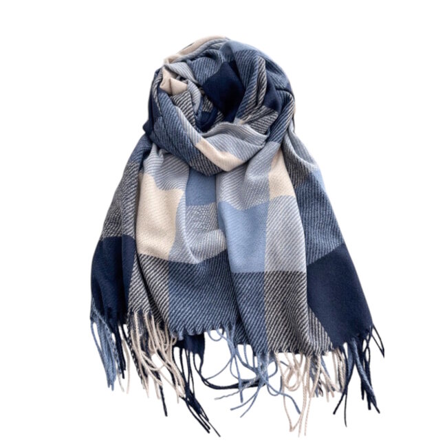 Sjaal Ruit/Checker - Blauw | 195 x 65 cm | Polyester