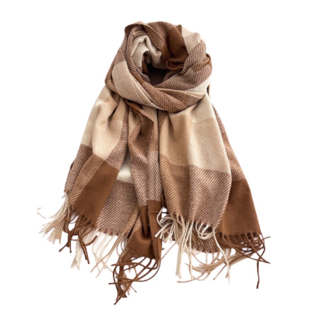 Sjaal Ruit/Checker - Bruin | 195 x 65 cm | Polyester