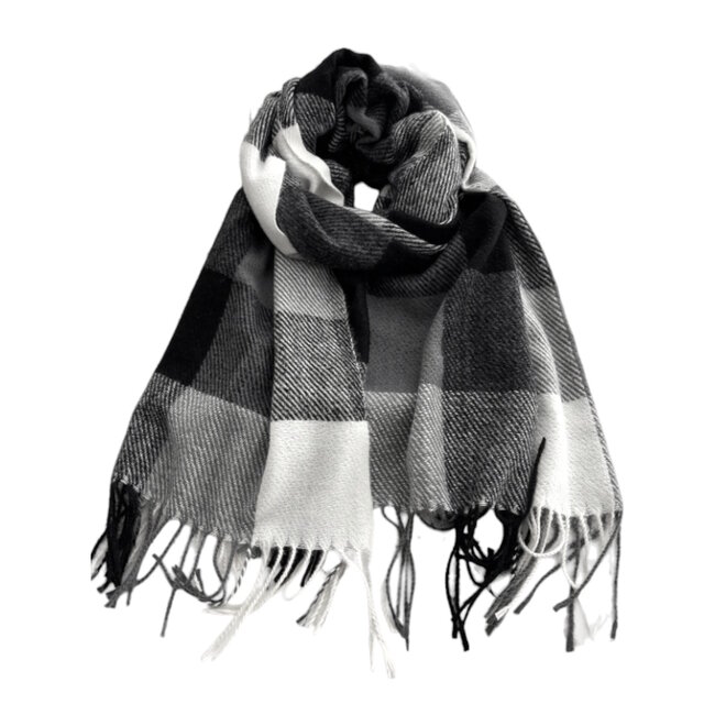 Sjaal Ruit/Checker - Zwart | 195 x 65 cm | Polyester