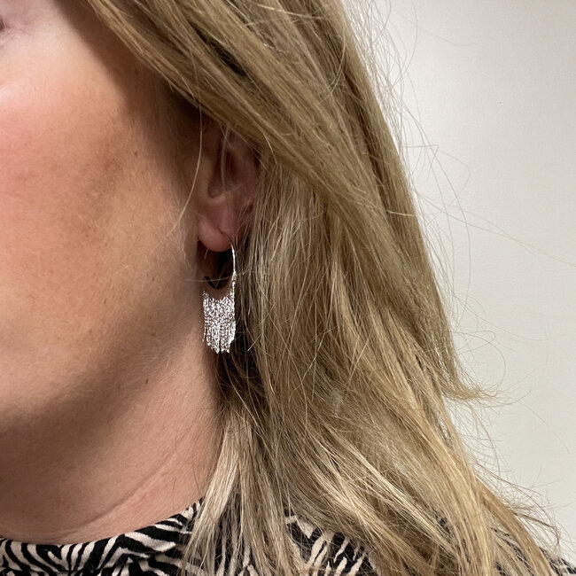 Tassle Oorbellen - Zilverkleurig | 4,3 x 2,5 cm | Bijoux/Staal