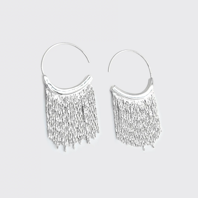 Tassle Oorbellen - Zilverkleurig | 4,3 x 2,5 cm | Bijoux/Staal