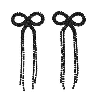 Fashion Favorite Strik / Bow Strass Oorbellen - Zwart