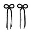 Strik / Bow Strass Oorbellen - Zwart | 8,7 x 3,8 cm