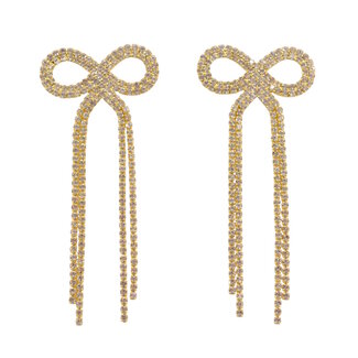 Fashion Favorite Strik / Bow Strass Oorbellen - Goud