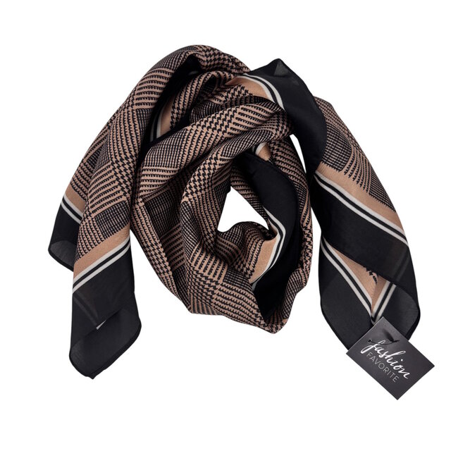 Satijnlook Sjaal - Vintage Ruit | 65 x 65 cm | Polyester