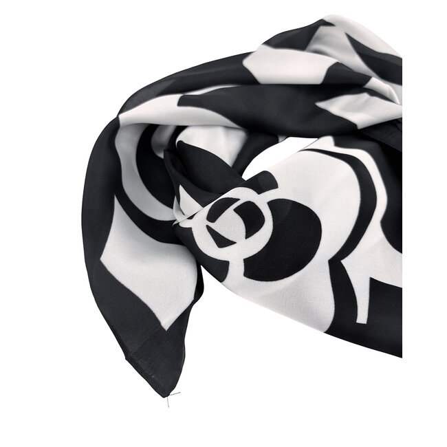 Satijnlook Sjaal - Retro Bloem | 65 x 65 cm | Polyester