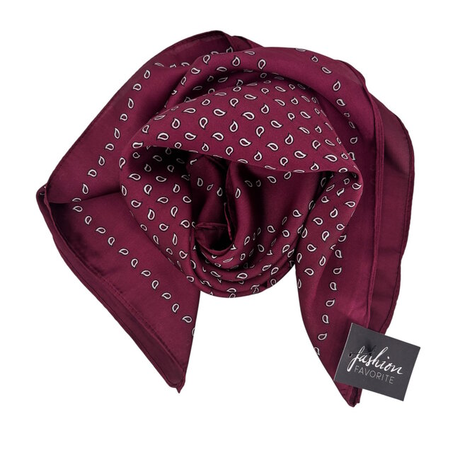 Satijnlook Sjaal - Bordeaux Drop | 65 x 65 cm | Polyester