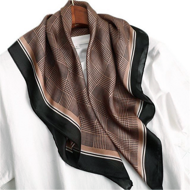 Satijnlook Sjaal - Vintage Ruit | 65 x 65 cm | Polyester