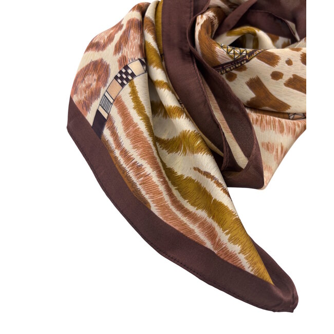 Satijnlook Sjaal - Luipaard Bruin | 65 x 65 cm | Polyester