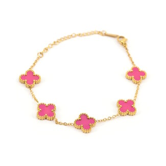 Fashion Favorite Clover Armband - Roze/Goud