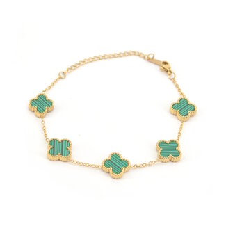 Fashion Favorite Clover Armband - Groen/Goud