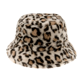 Fashion Favorite Furry Bucket Hat - Luipaard Crème