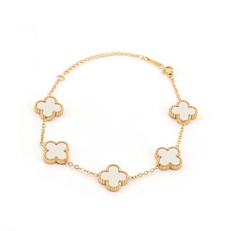 Fashion Favorite Clover Armband - Wit/Goud