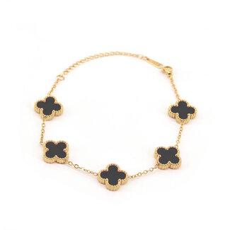 Fashion Favorite Clover Armband - Zwart/Goud