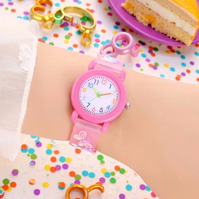 Kinderhorloge - Vlinder Roze